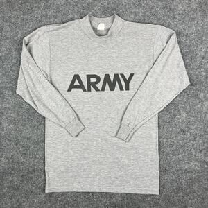 Akwa Tek Long Sleeve Shirt Mens Size S Gray Army Print Mock Neck